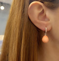 Teardrop shaped coral natural stone 925 sterling silver earrings