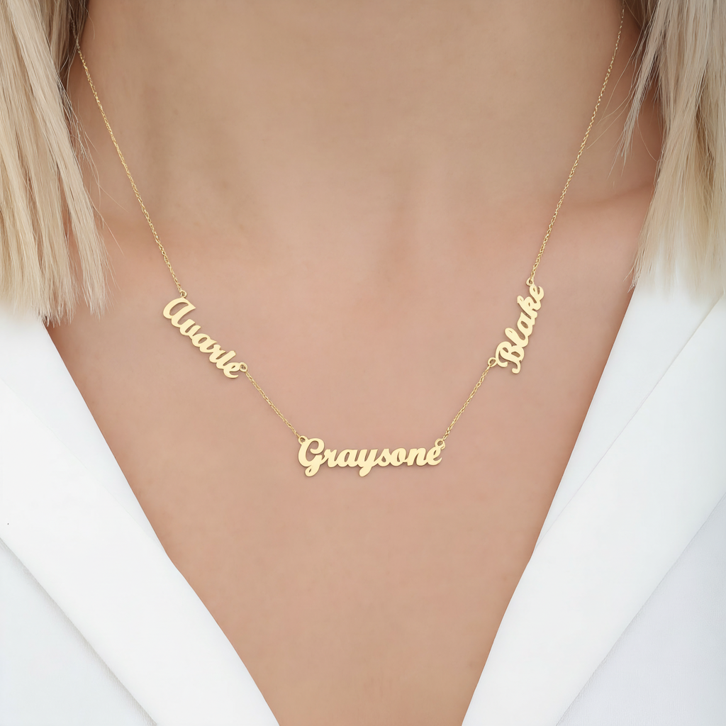 Three name necklace 925 sterling silver 3 name necklace