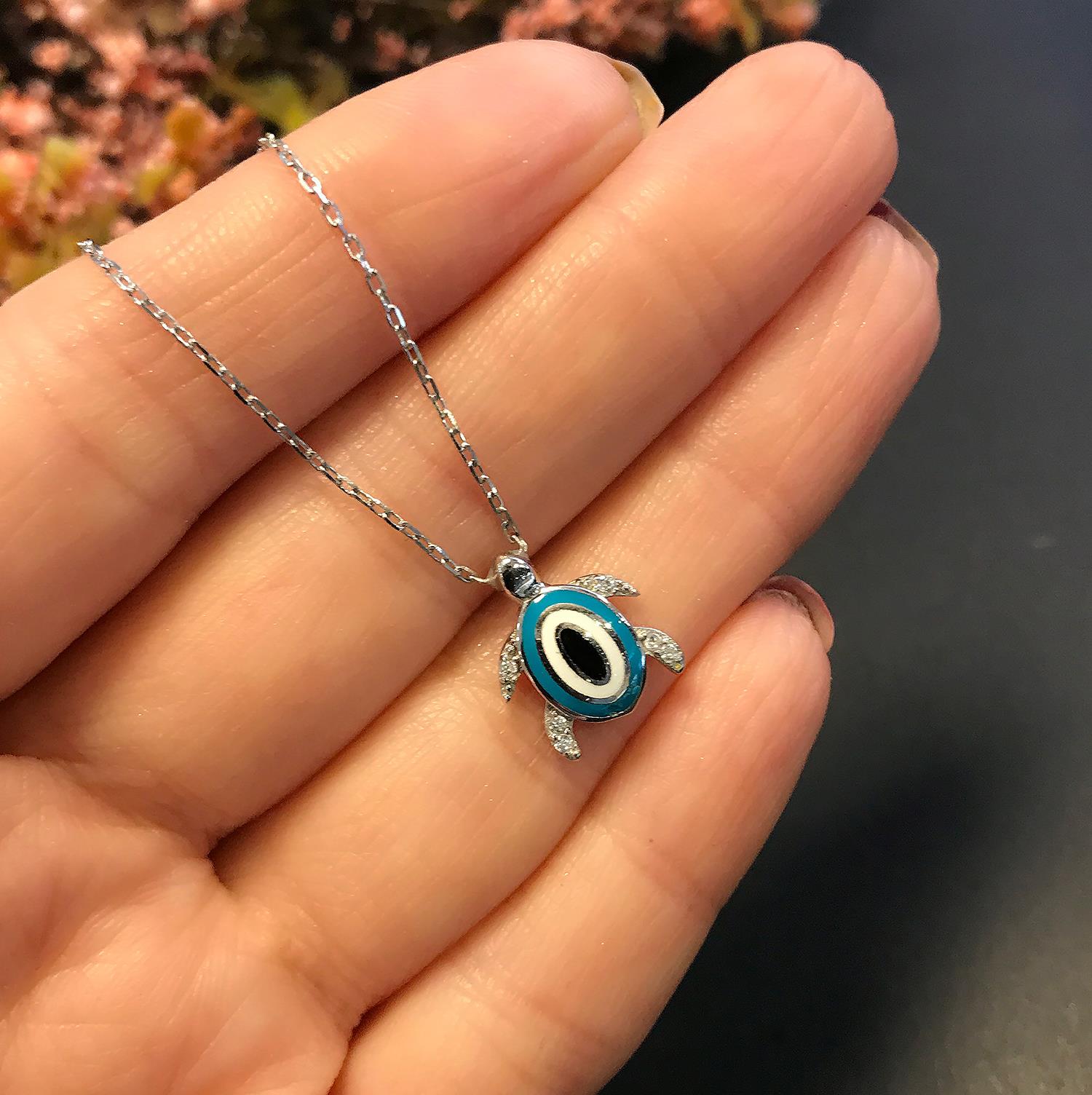 Turtle necklace 925 sterling silver turtle necklace.