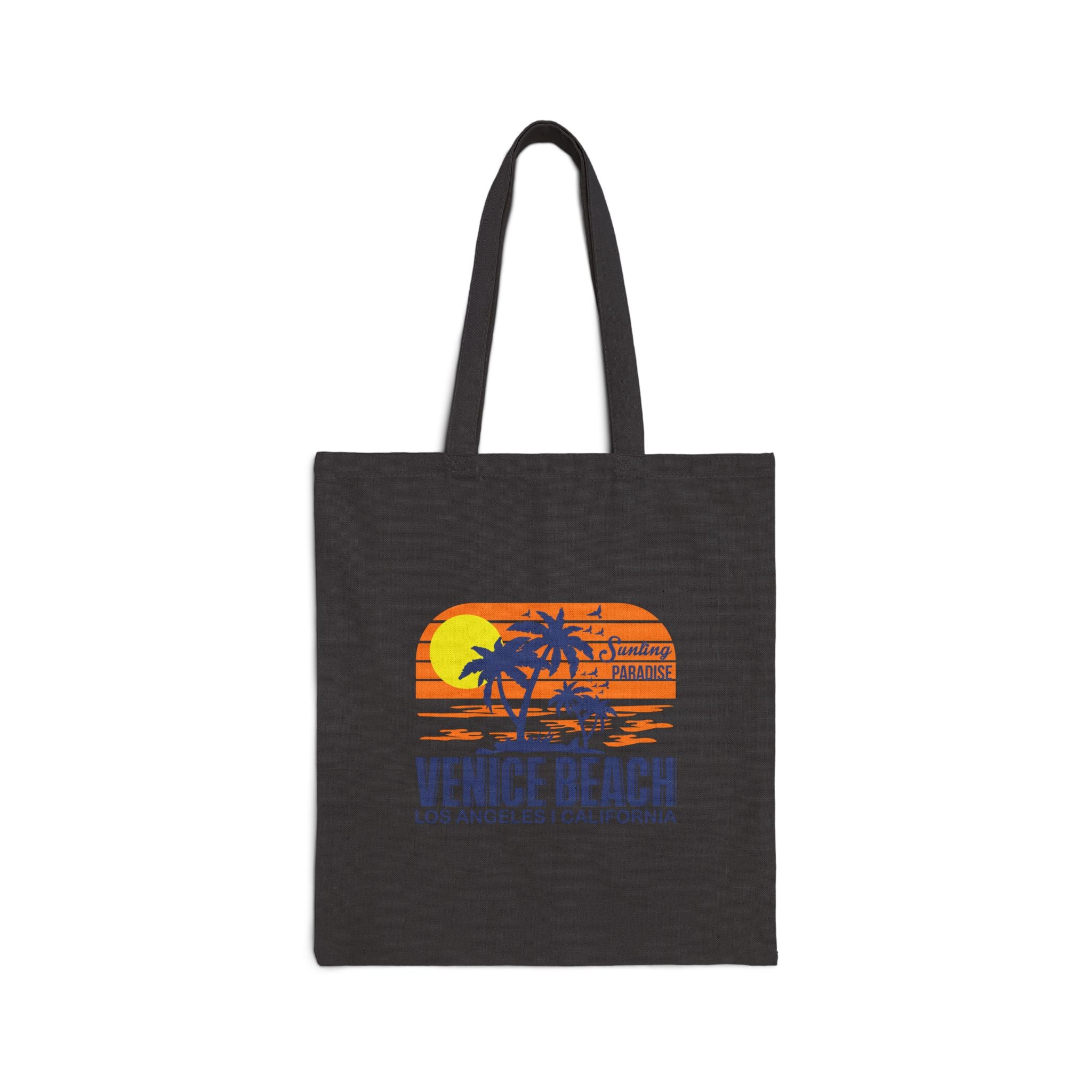 Venice Beach Surf Tote  Canvas Beach Bag with Sunset Palm & Surfboard Design