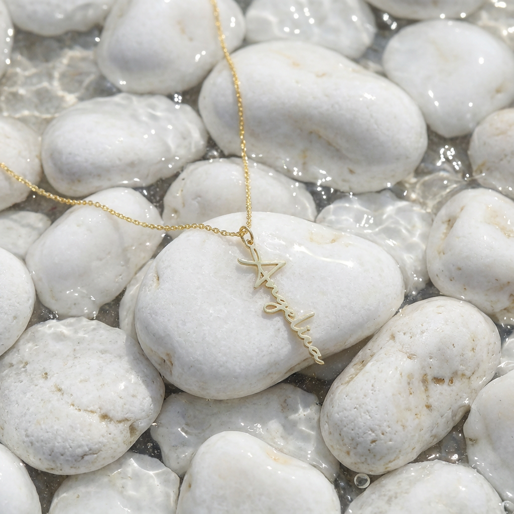 Vertical name necklace 925 sterling silver vertical model name necklace