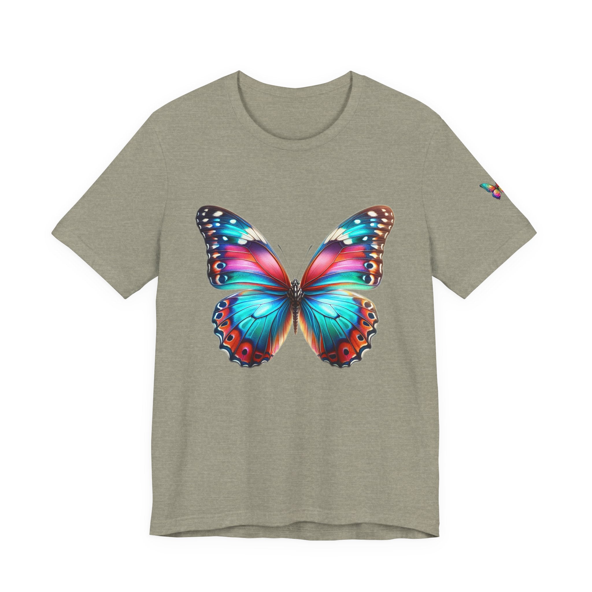 Vibrant Rainbow Butterfly Tee Colorful Monarch Wing Graphic