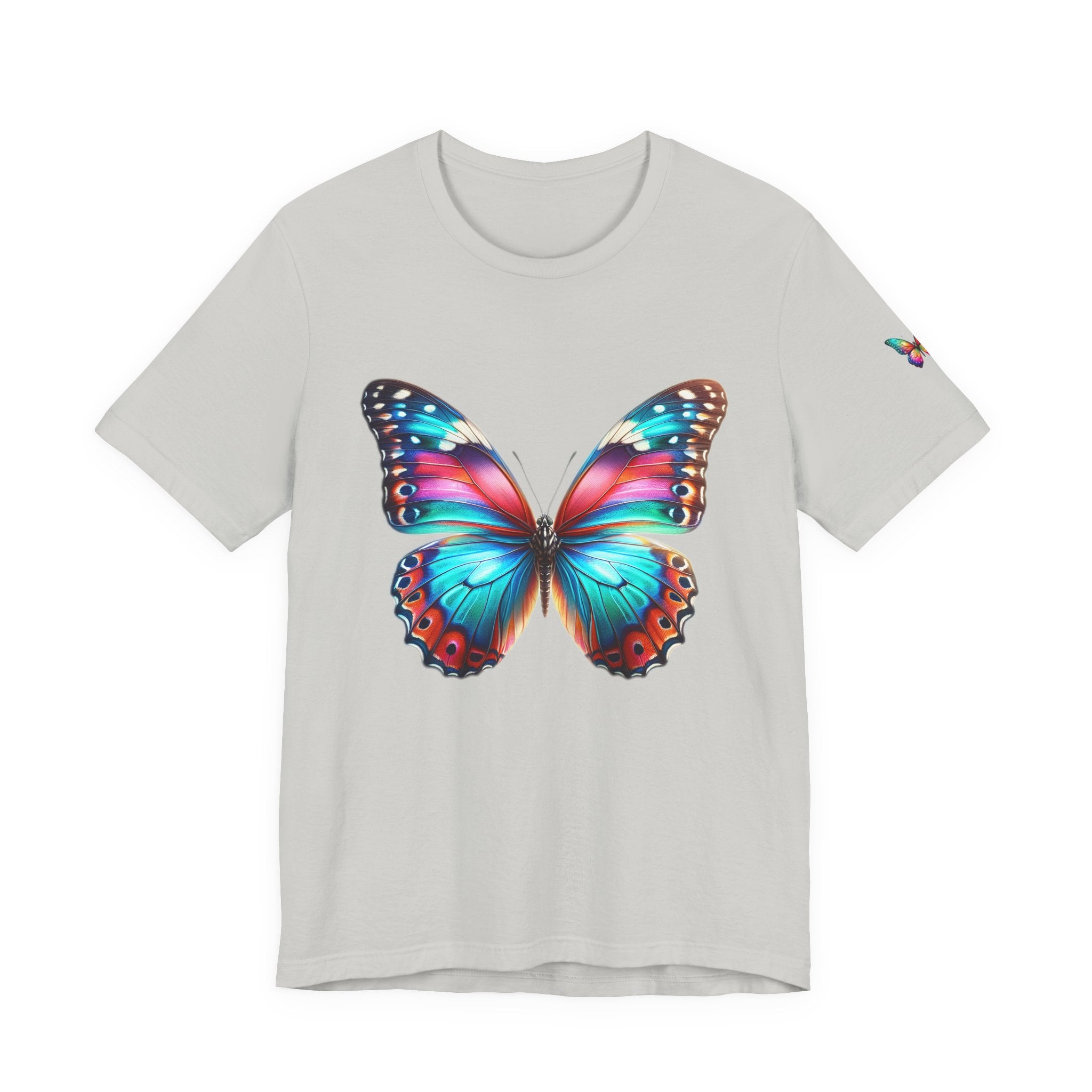 Vibrant Rainbow Butterfly Tee Colorful Monarch Wing Graphic