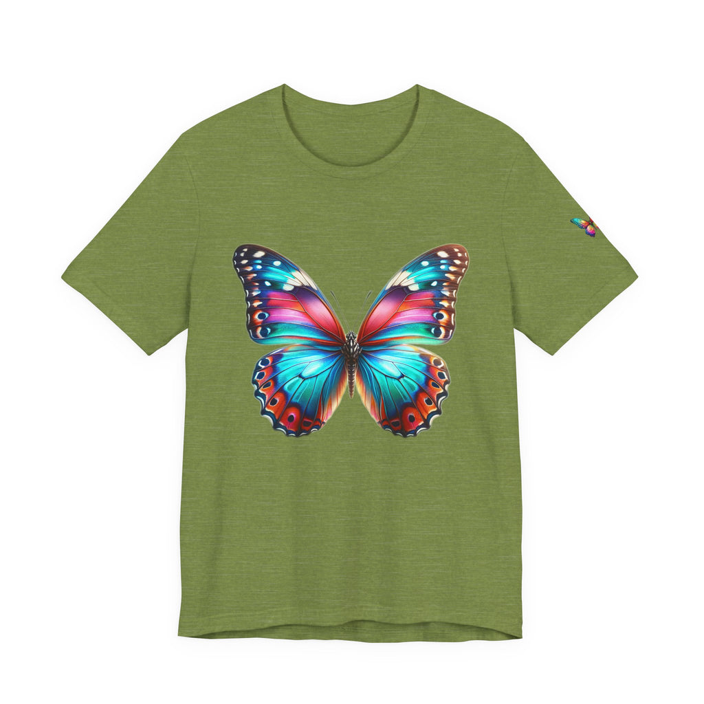 Vibrant Rainbow Butterfly Tee Colorful Monarch Wing Graphic