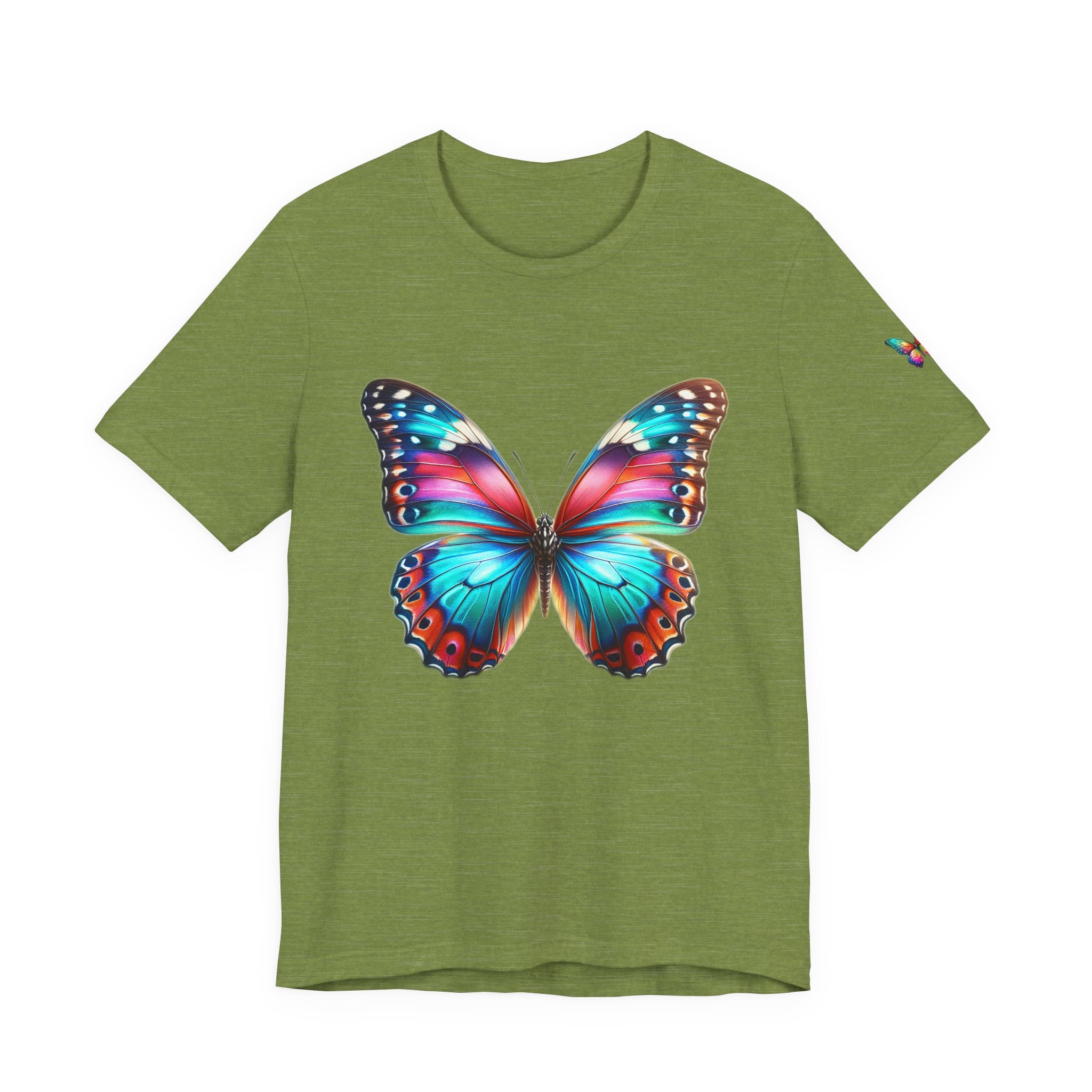 Vibrant Rainbow Butterfly Tee Colorful Monarch Wing Graphic
