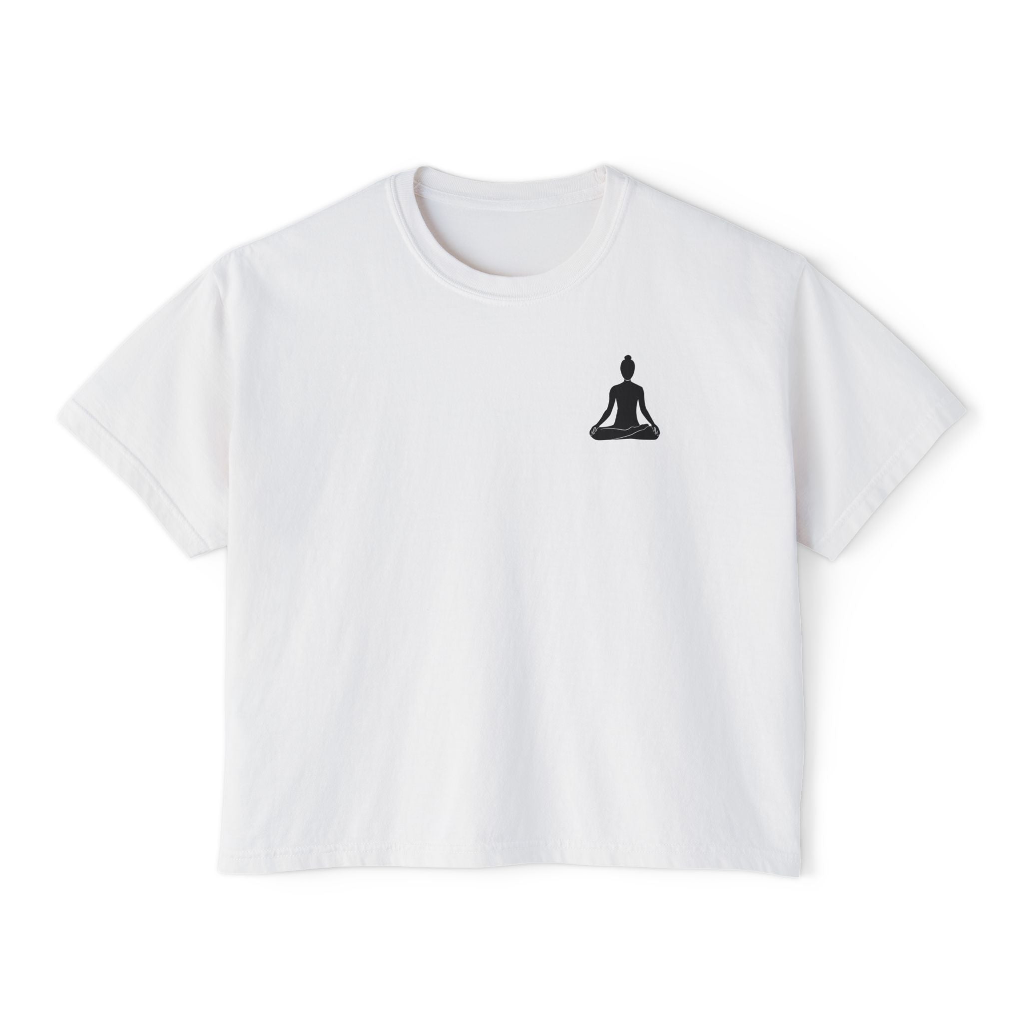 Women's Boxy Tee - 'Time For Yoga' Minimal Yoga Silhouette T-Shirt