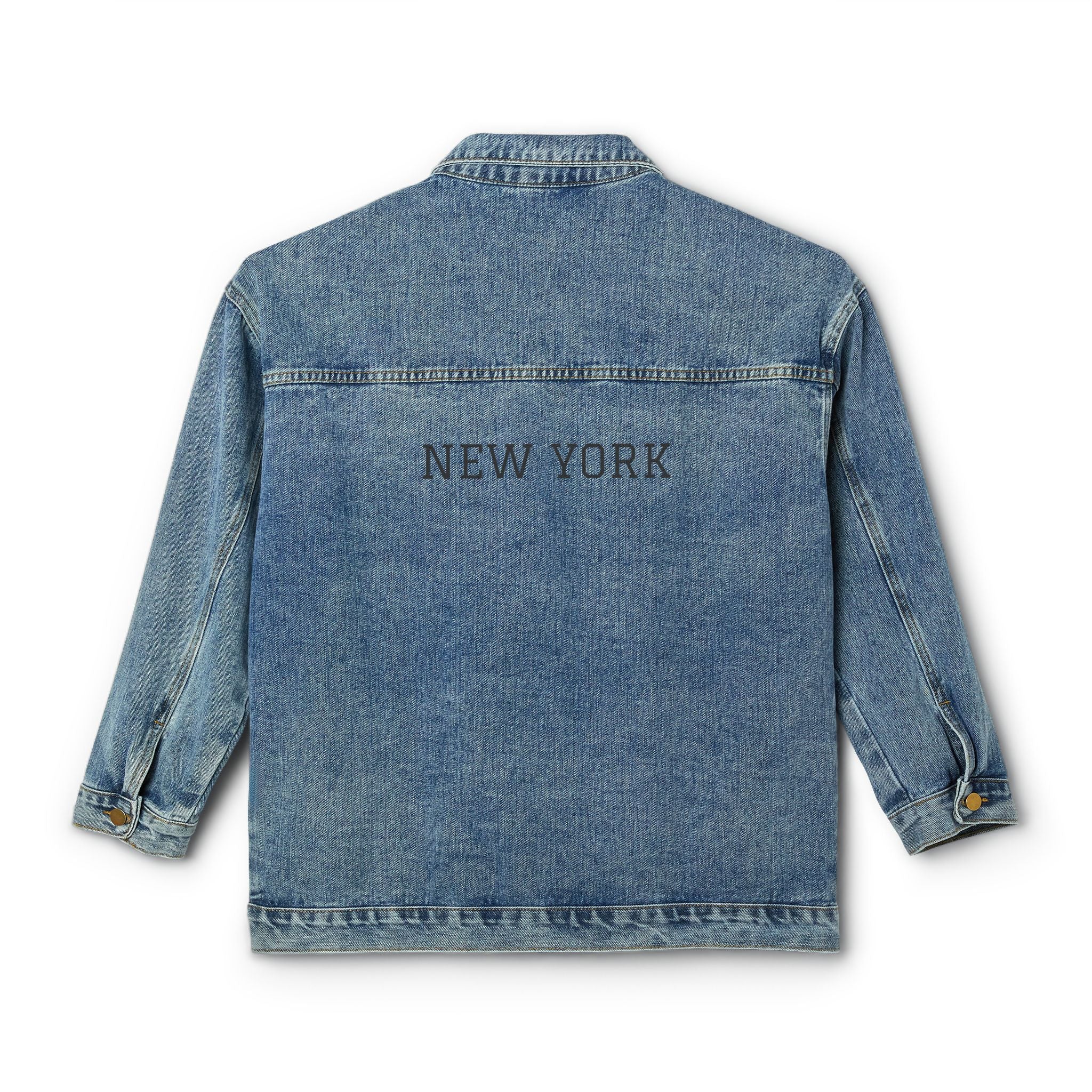 Women's Denim Jacket Vintage New York Embroidered Jean Jacket