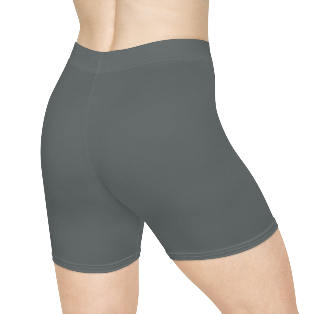 Women's Grey Biker Shorts with Pink Logo  Athletic Cycling & Workout Shorts