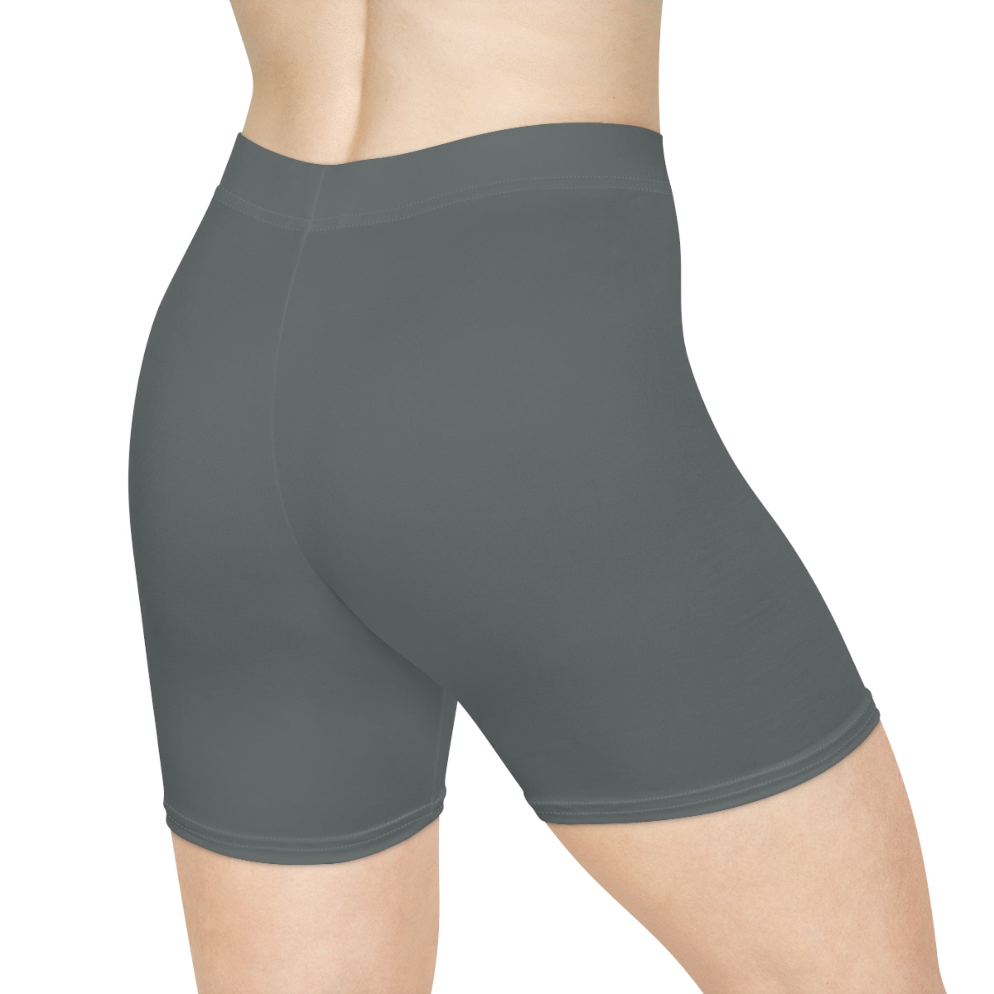 Women's Grey Biker Shorts with Pink Logo  Athletic Cycling & Workout Shorts