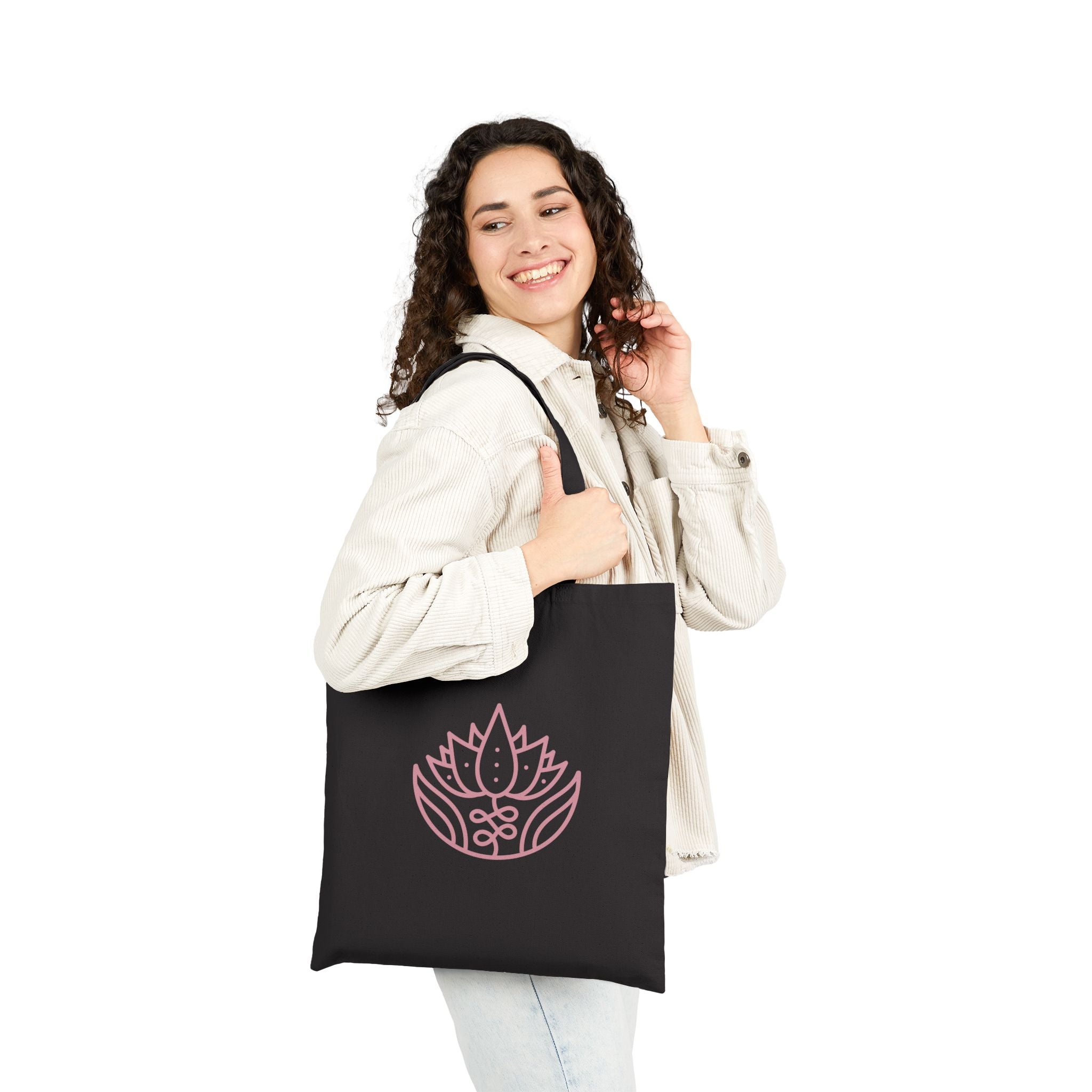 Yoga Lotus Tote Bag  Cotton Canvas Meditation Tote