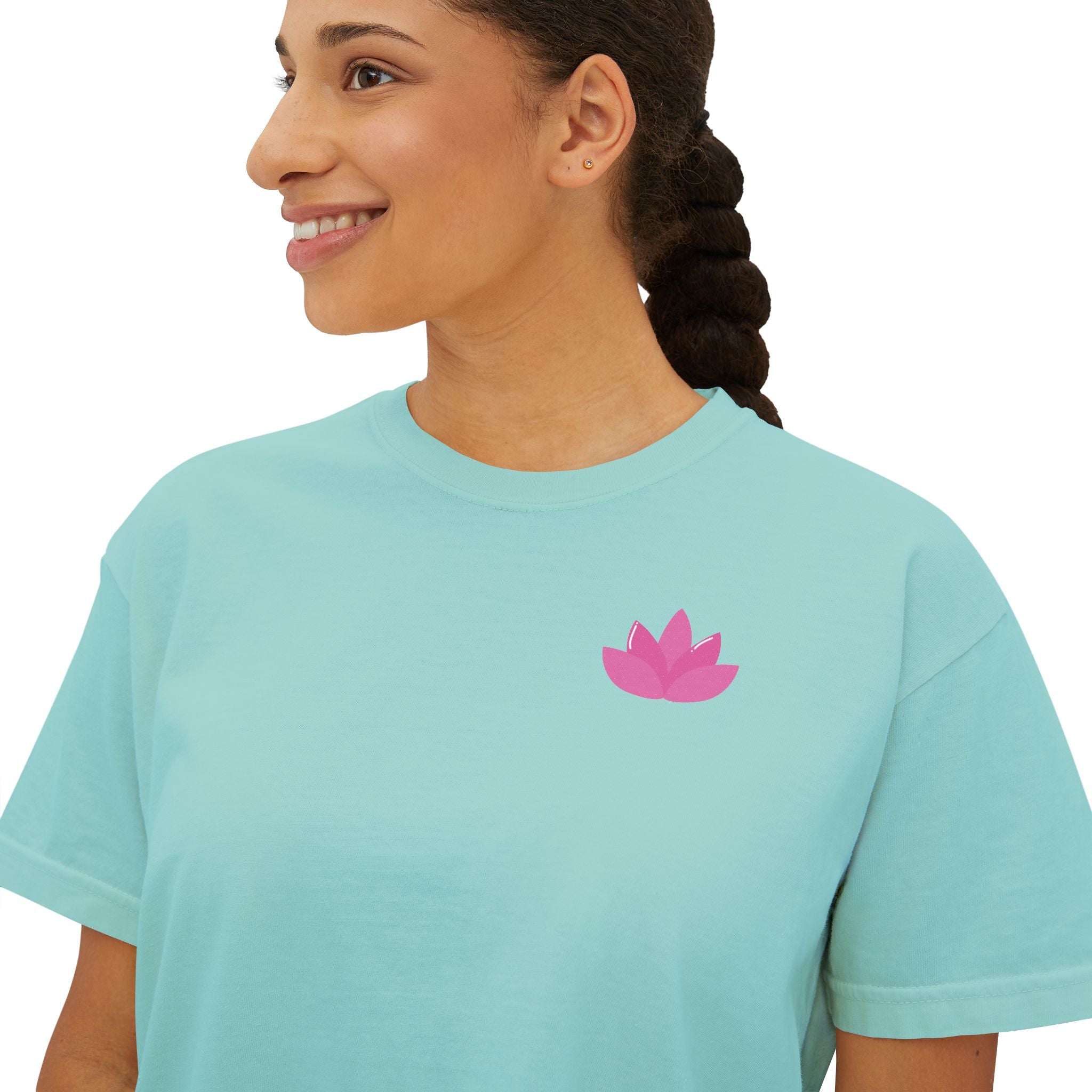 Yoga Time Women's Boxy Tee  Cute Lotus & Yoga Poses Graphic Shirt