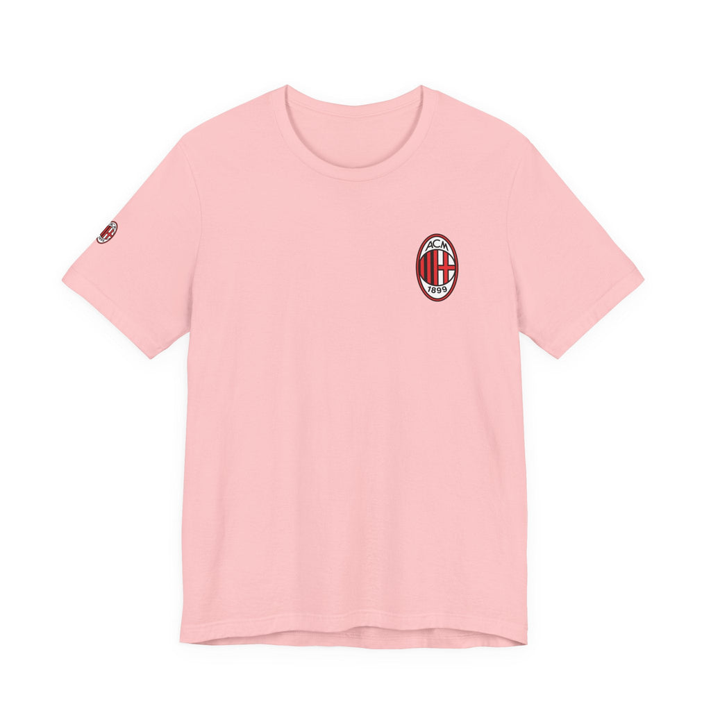 AC Milan Crest T-Shirt Minimal Soccer Tee with 'AC Milan' Back Print - Etna Gift