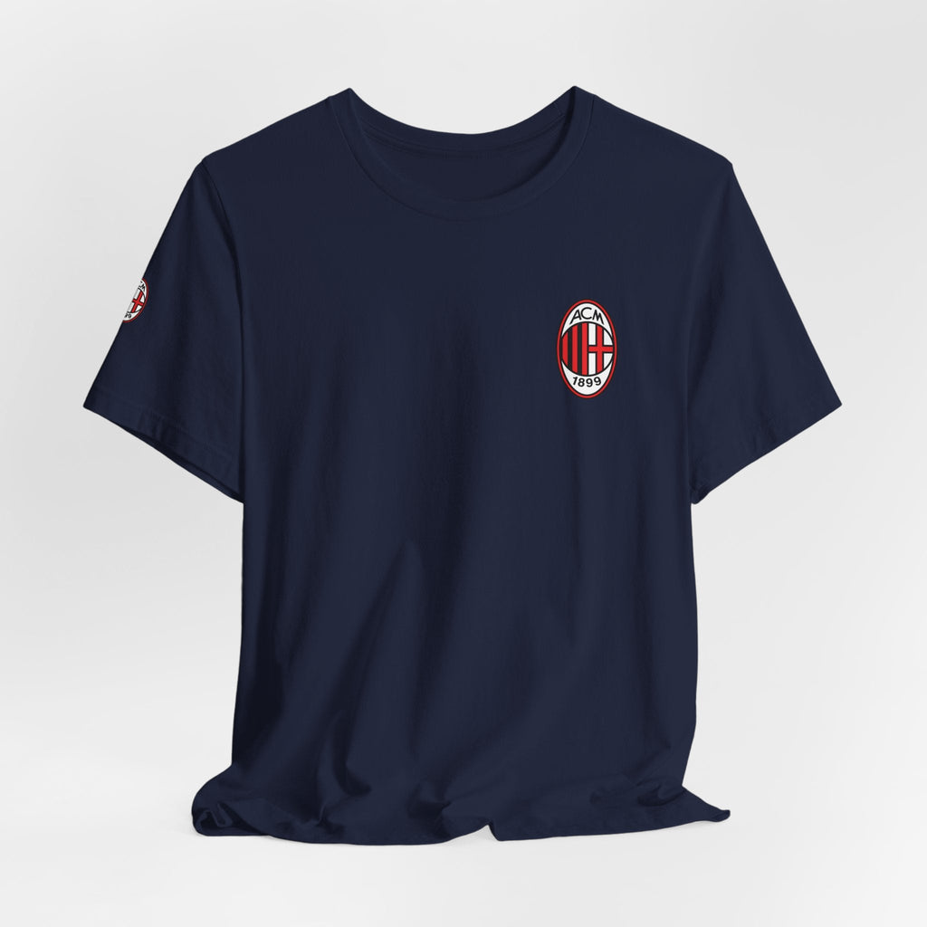 AC Milan Crest T-Shirt Minimal Soccer Tee with 'AC Milan' Back Print - Etna Gift