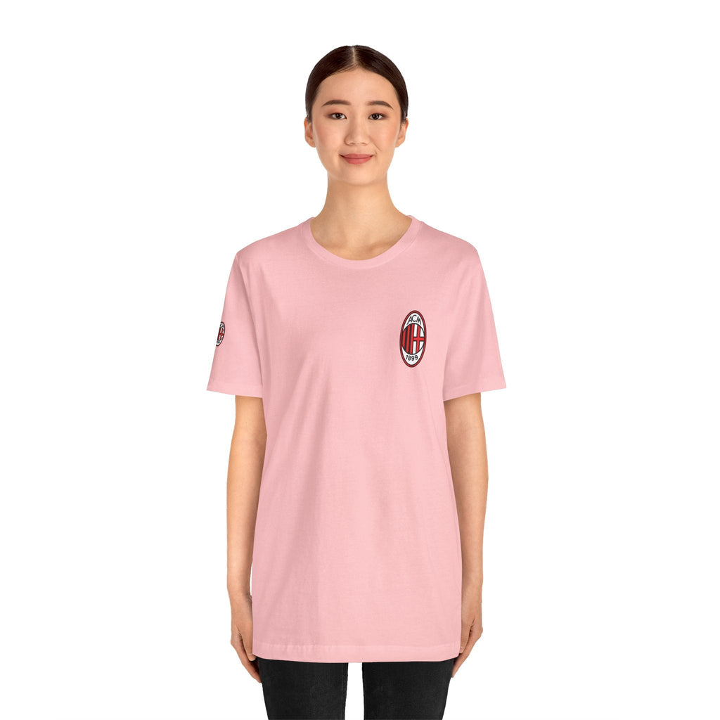 AC Milan Crest T-Shirt Minimal Soccer Tee with 'AC Milan' Back Print - Etna Gift