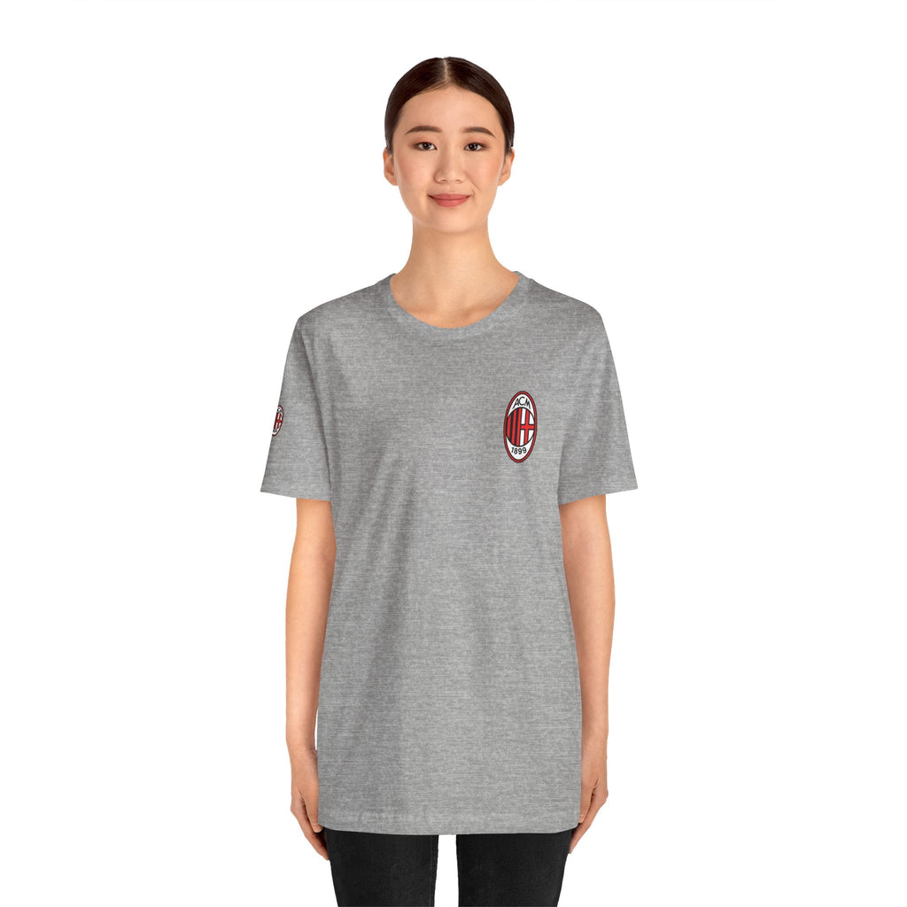 AC Milan Crest T-Shirt Minimal Soccer Tee with 'AC Milan' Back Print - Etna Gift