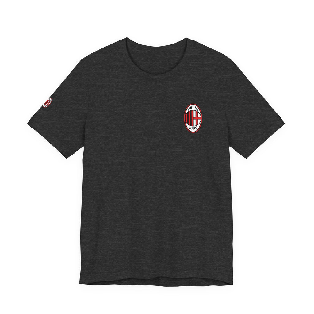 AC Milan Crest T-Shirt Minimal Soccer Tee with 'AC Milan' Back Print - Etna Gift