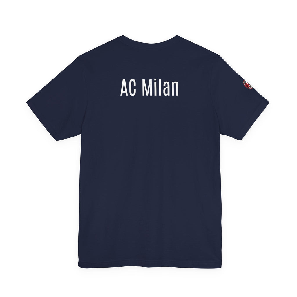 AC Milan Crest T-Shirt Minimal Soccer Tee with 'AC Milan' Back Print - Etna Gift