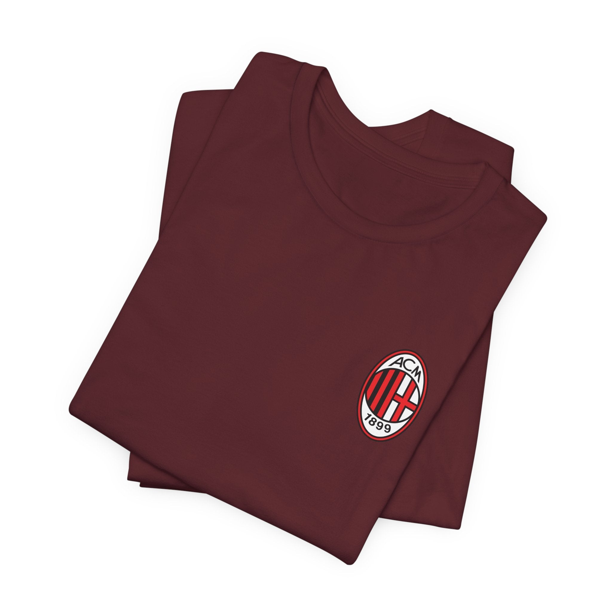 AC Milan Crest T-Shirt Minimal Soccer Tee with 'AC Milan' Back Print - Etna Gift