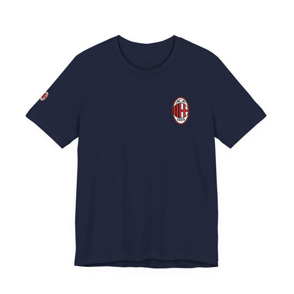 AC Milan Crest T-Shirt Minimal Soccer Tee with 'AC Milan' Back Print - Etna Gift