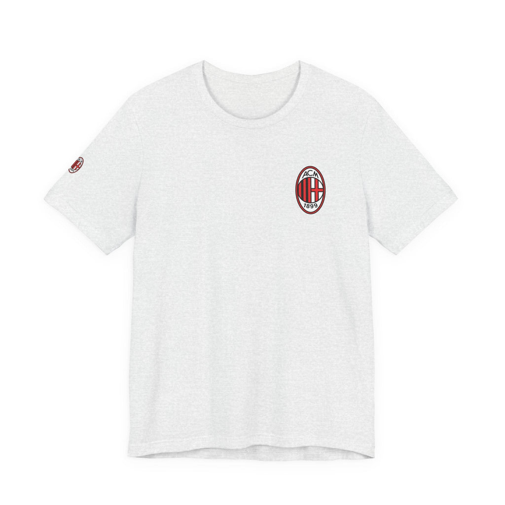 AC Milan Crest T-Shirt Minimal Soccer Tee with 'AC Milan' Back Print - Etna Gift