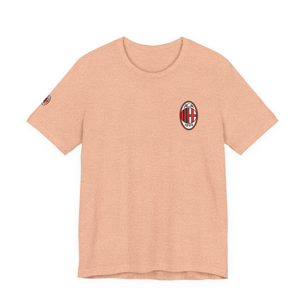 AC Milan Crest T-Shirt Minimal Soccer Tee with 'AC Milan' Back Print - Etna Gift