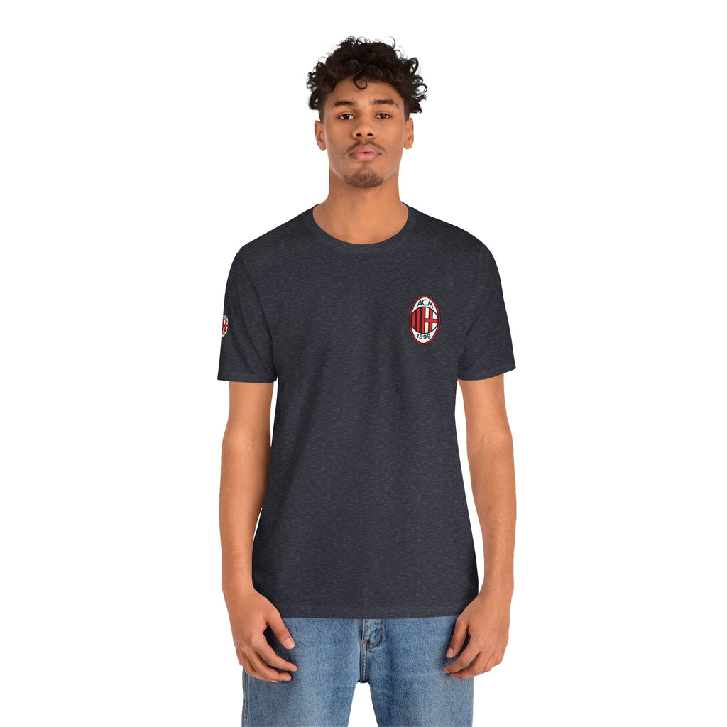AC Milan Crest T-Shirt Minimal Soccer Tee with 'AC Milan' Back Print - Etna Gift