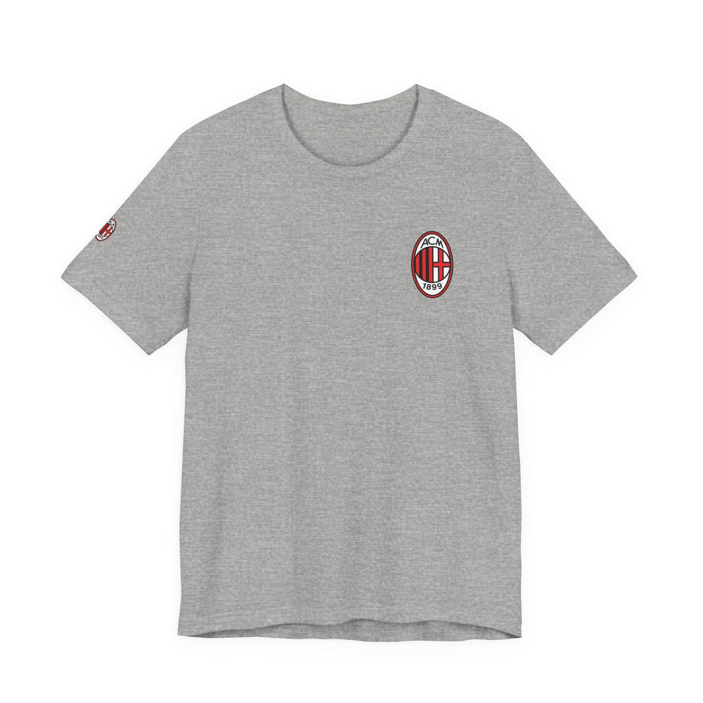 AC Milan Crest T-Shirt Minimal Soccer Tee with 'AC Milan' Back Print - Etna Gift