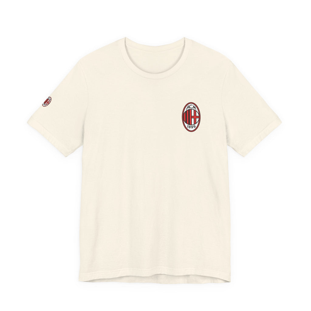 AC Milan Crest T-Shirt Minimal Soccer Tee with 'AC Milan' Back Print - Etna Gift