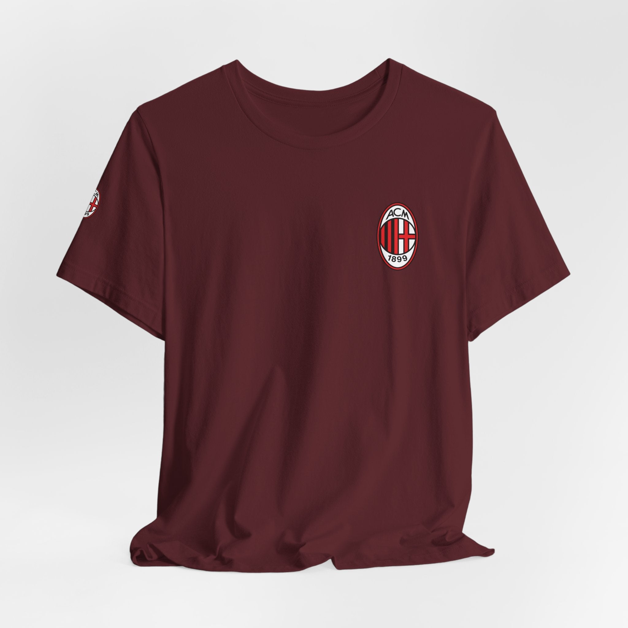 AC Milan Crest T-Shirt Minimal Soccer Tee with 'AC Milan' Back Print - Etna Gift