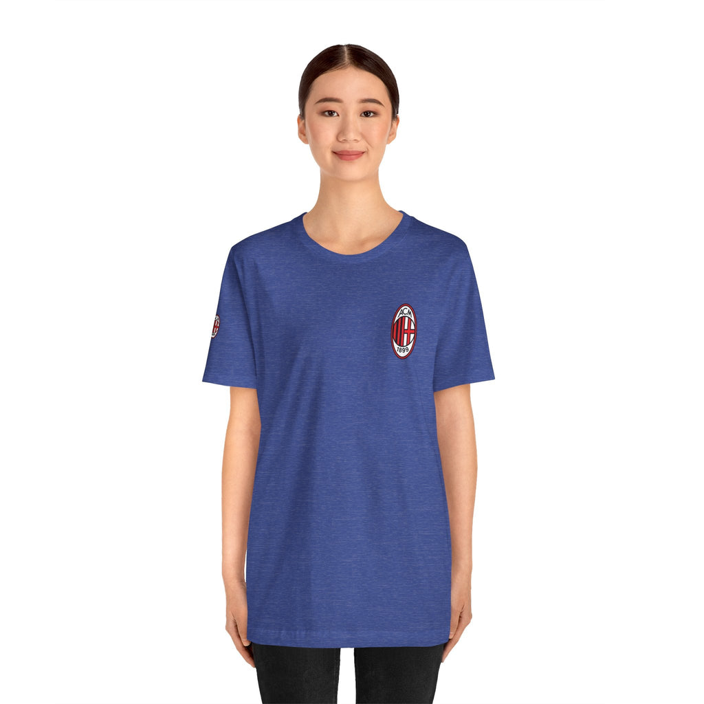 AC Milan Crest T-Shirt Minimal Soccer Tee with 'AC Milan' Back Print - Etna Gift