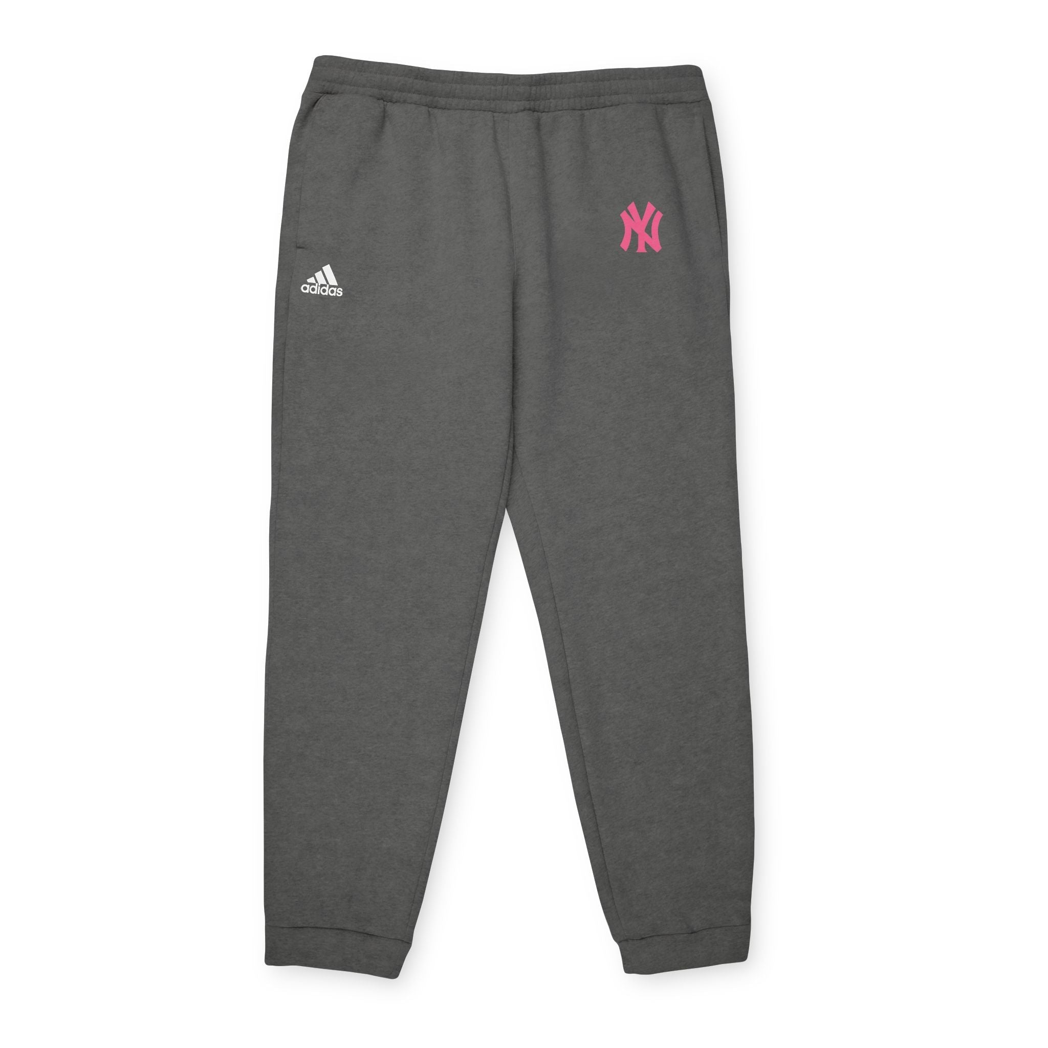 Adidas Fleece Joggers Cozy Grey Sweatpants with Pink Logo - Etna Gift