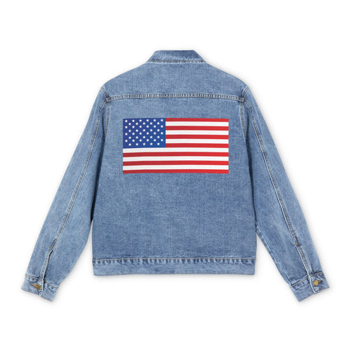 American Flag Denim Jacket | USA Stars Stripes Back Patch - Etna Gift