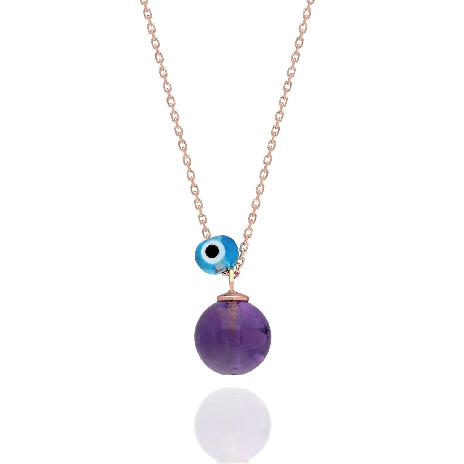 Amethyst natural stone necklace 925 sterling silver Amethyst necklace Rose - Etna Gift