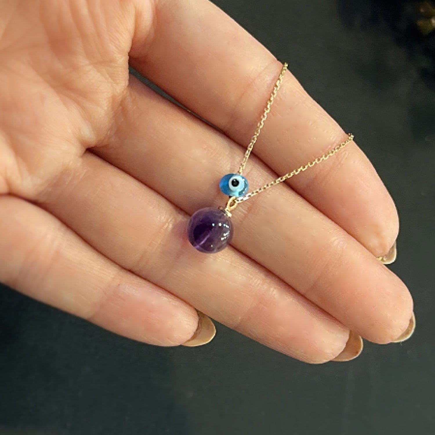 Amethyst natural stone necklace 925 sterling silver Amethyst necklace Rose - Etna Gift