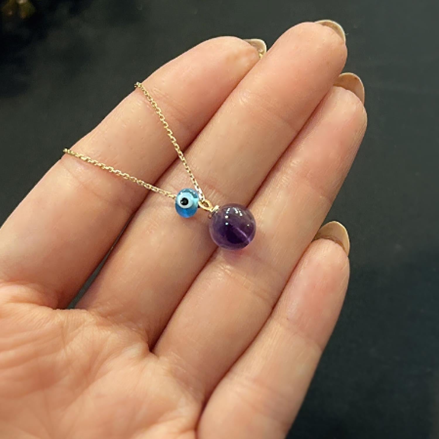 Amethyst natural stone necklace 925 sterling silver Amethyst necklace Rose - Etna Gift