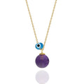 Amethyst natural stone necklace 925 sterling silver Amethyst necklace Yellow - Etna Gift