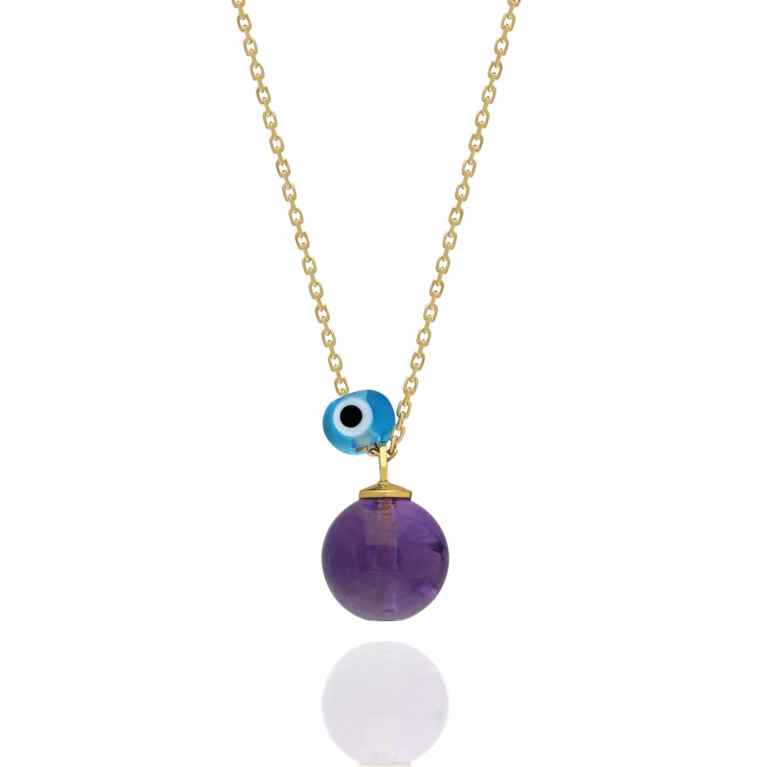 Amethyst natural stone necklace 925 sterling silver Amethyst necklace Yellow - Etna Gift