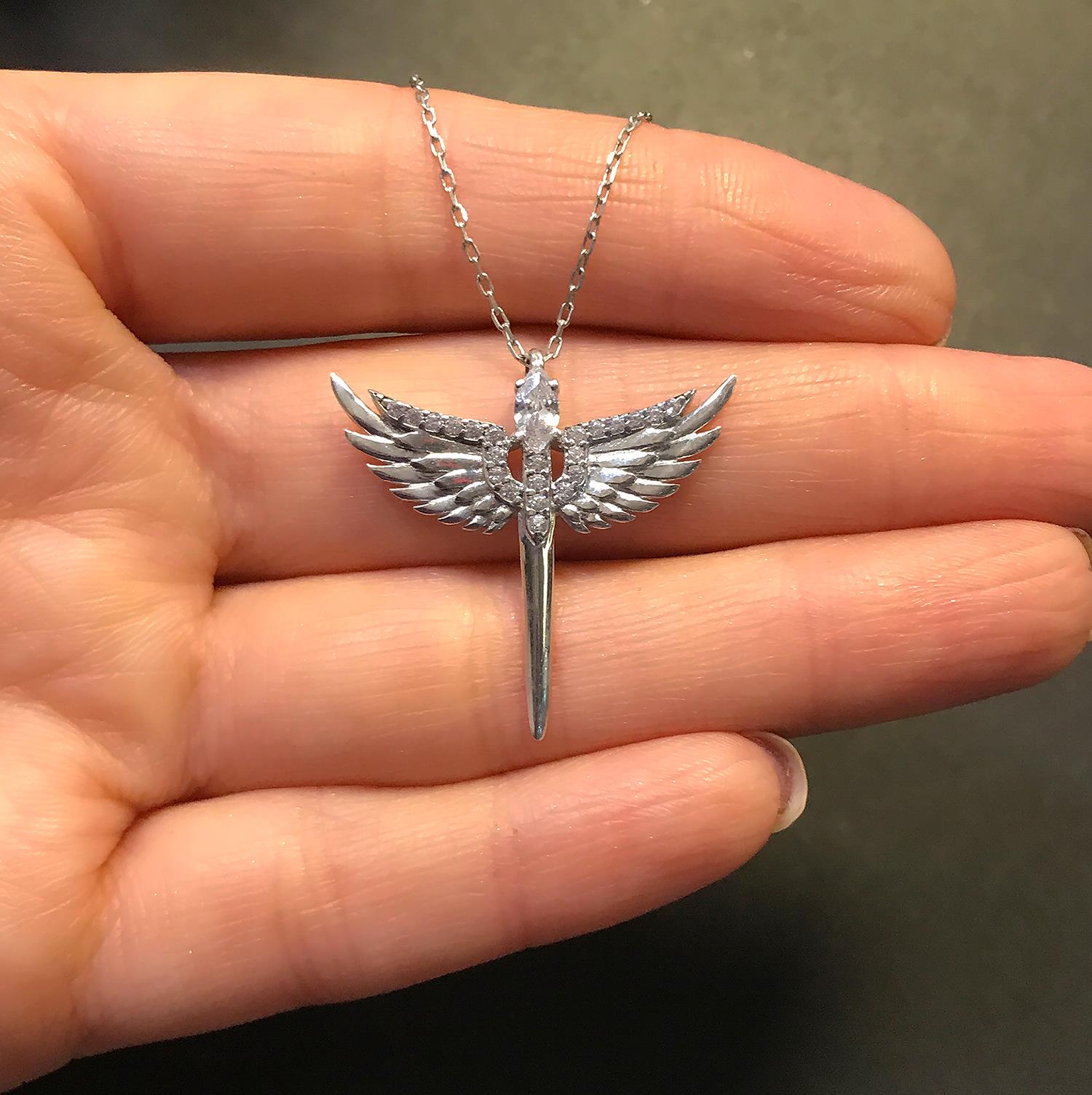 Angel silver necklace 925 sterling silver necklace - Etna Gift