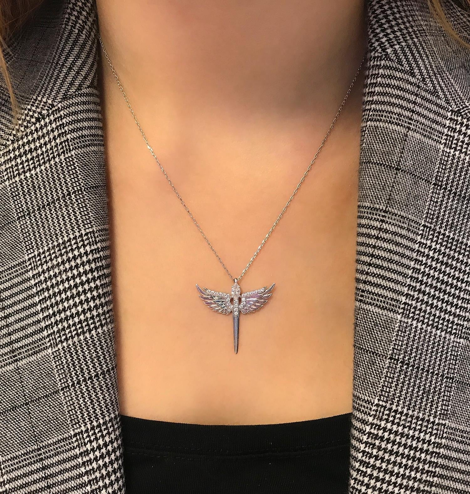 Angel silver necklace 925 sterling silver necklace - Etna Gift