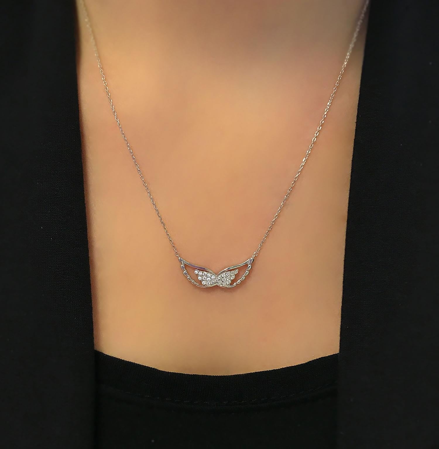 Angel silver pendant 925 sterling silver angel luck necklace - Etna Gift