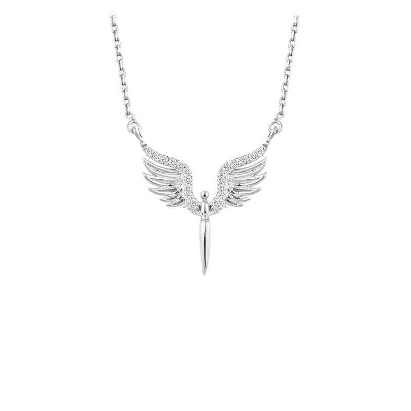 Angel silver pendant 925 sterling silver angel luck necklace - Etna Gift