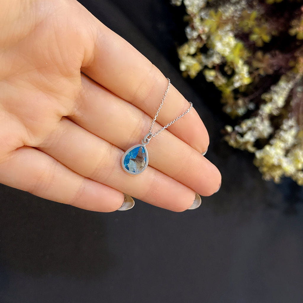 Aquamarine drop necklacce 925 sterling silver Aquamarine drop necklace - Etna Gift