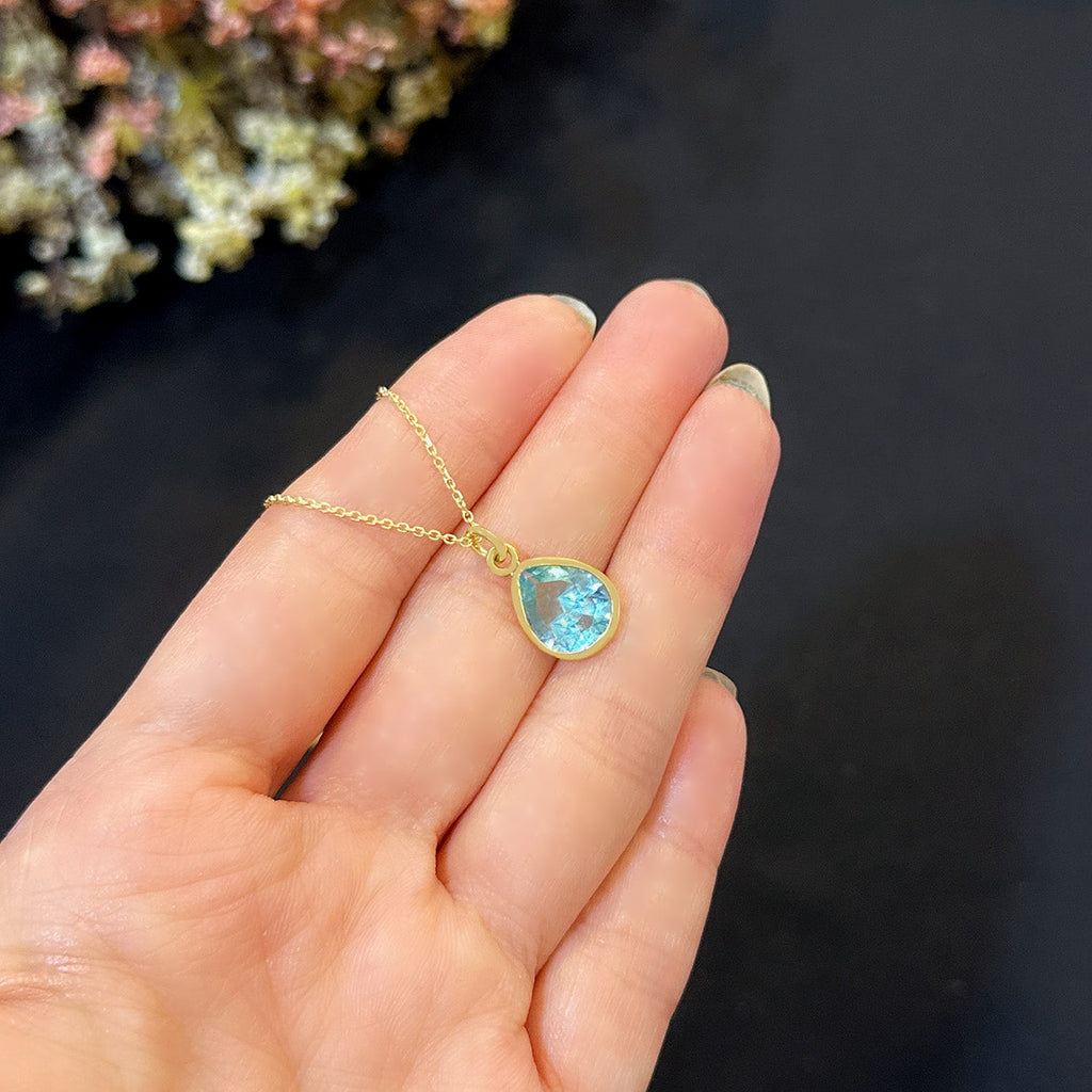 Aquamarine drop necklacce 925 sterling silver Aquamarine drop necklace - Etna Gift