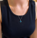Aquamarine drop necklacce 925 sterling silver Aquamarine drop necklace - Etna Gift