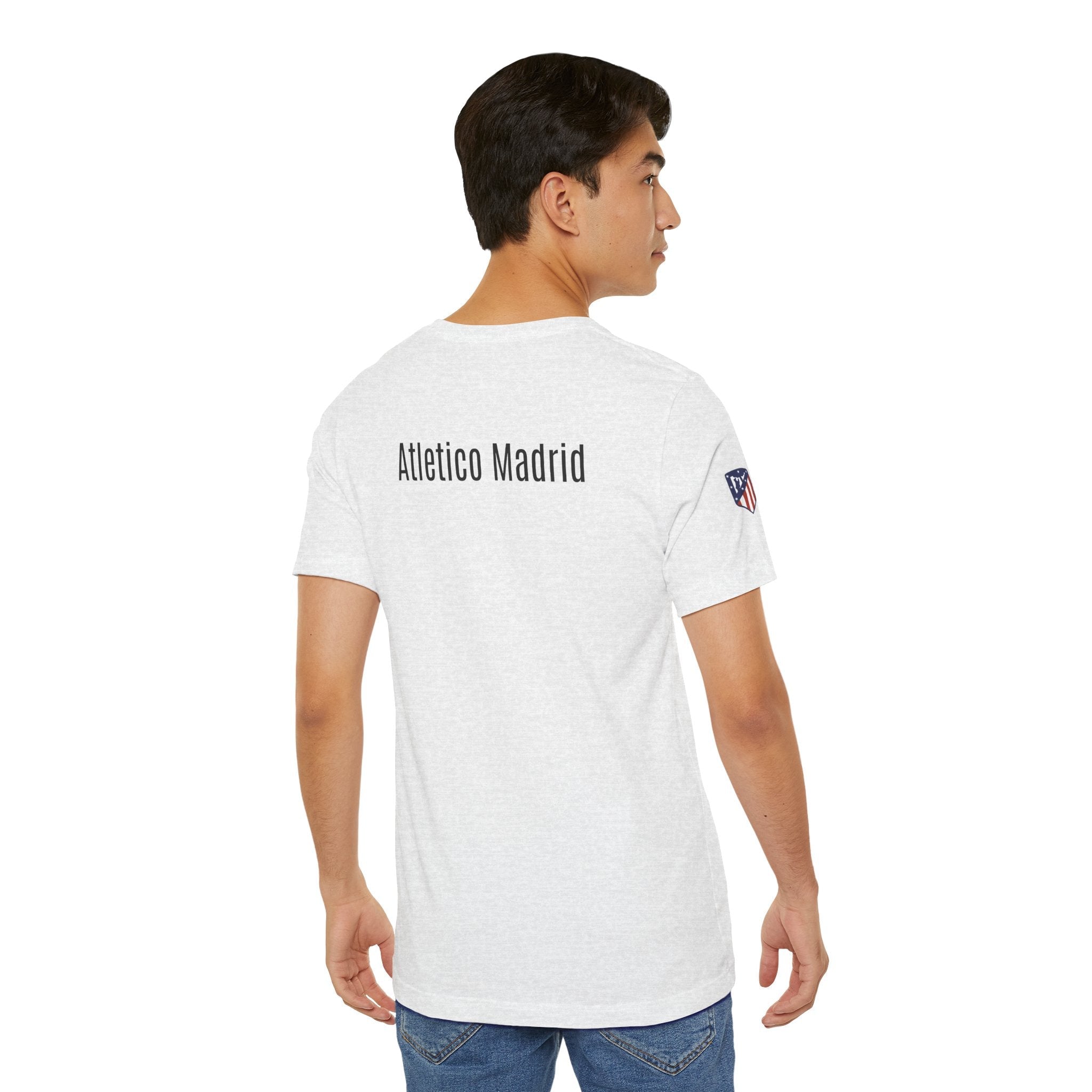 Atletico Madrid Shield T-Shirt Front Chest & Sleeve Logo Soccer Tee - Etna Gift