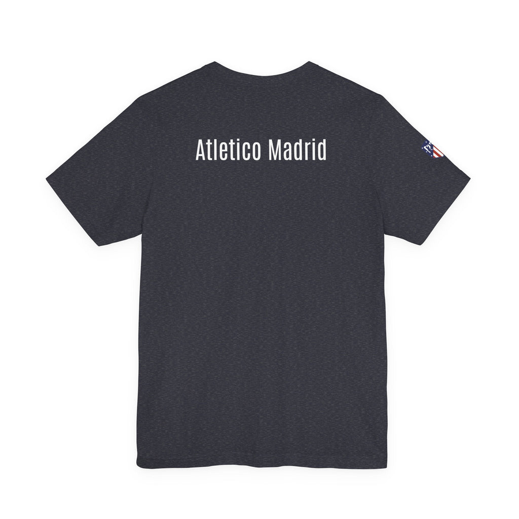 Atletico Madrid Shield T-Shirt Front Chest & Sleeve Logo Soccer Tee - Etna Gift