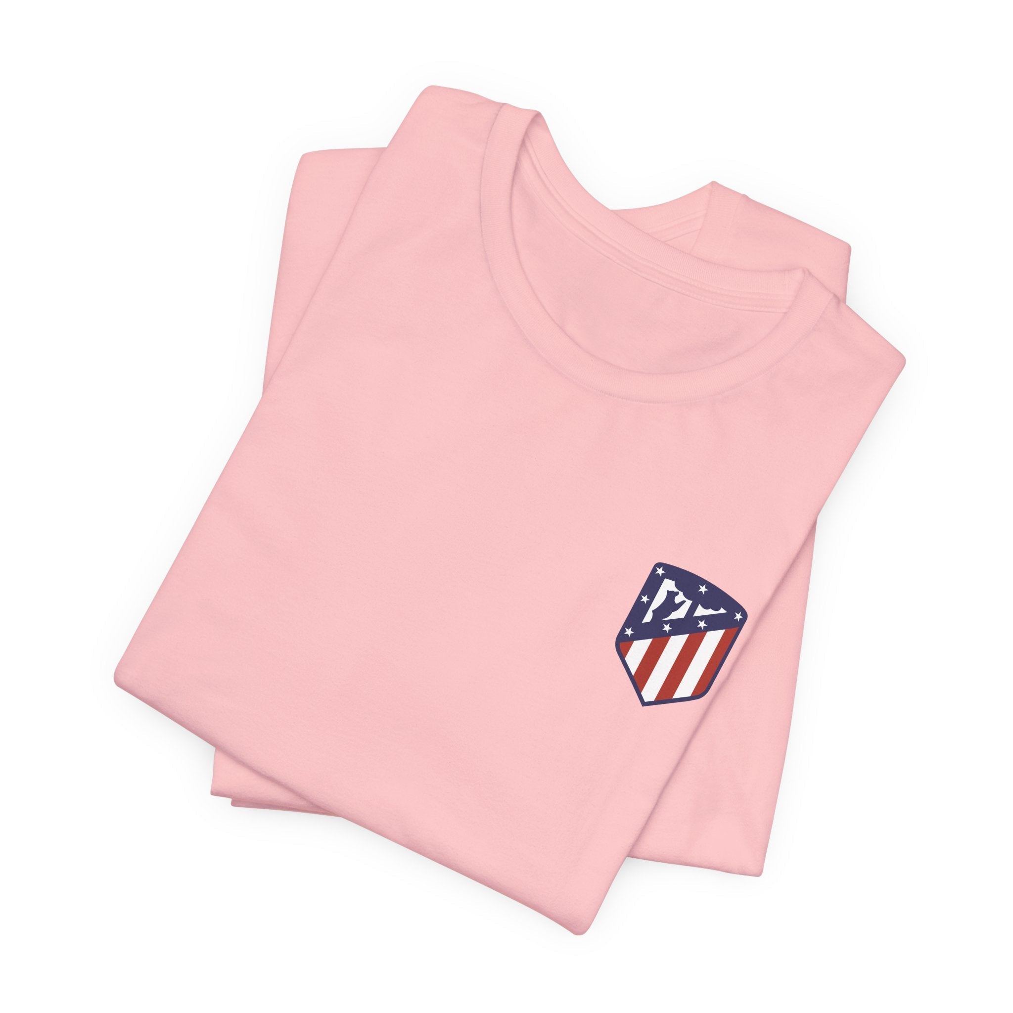 Atletico Madrid Shield T-Shirt Front Chest & Sleeve Logo Soccer Tee - Etna Gift