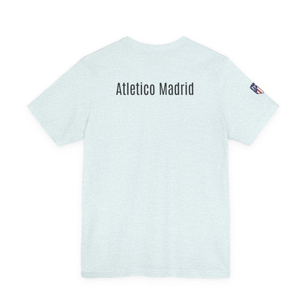 Atletico Madrid Shield T-Shirt Front Chest & Sleeve Logo Soccer Tee - Etna Gift