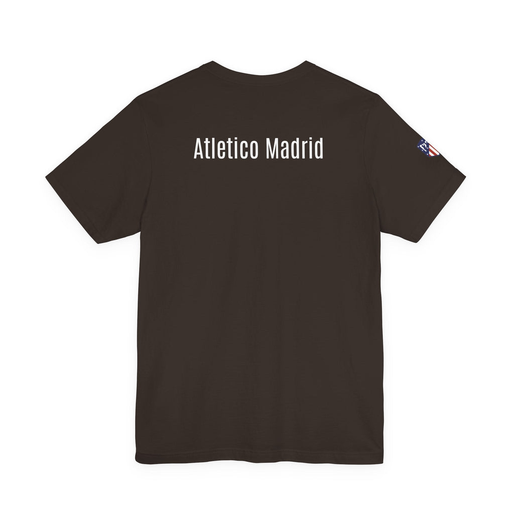 Atletico Madrid Shield T-Shirt Front Chest & Sleeve Logo Soccer Tee - Etna Gift