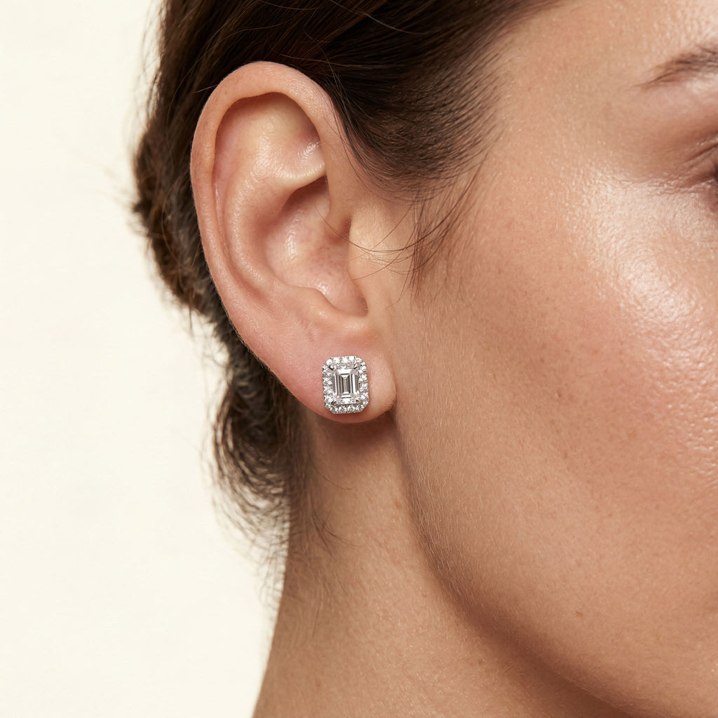 Baguette Earrings – 925 Sterling Silver Baguette Earrings - Etna Gift